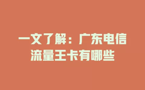 一文了解：广东电信流量王卡有哪些