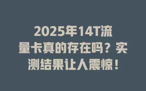 2025年14T流量卡真的存在吗？实测结果让人震惊！