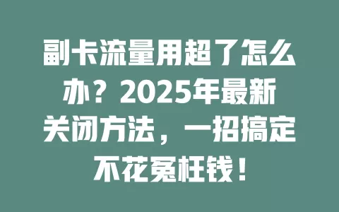 副卡流量用超了怎么办？2025年最新关闭方法，一招搞定不花冤枉钱！