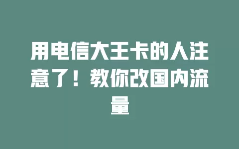 用电信大王卡的人注意了！教你改国内流量