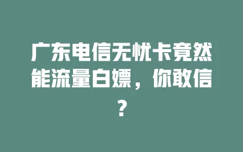 广东电信无忧卡竟然能流量白嫖，你敢信？