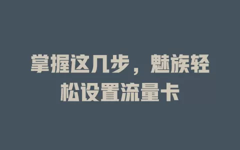 掌握这几步，魅族轻松设置流量卡