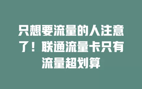 只想要流量的人注意了！联通流量卡只有流量超划算