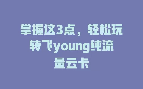 掌握这3点，轻松玩转飞young纯流量云卡