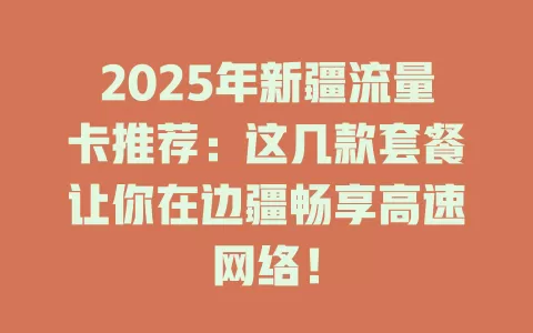2025年新疆流量卡推荐：这几款套餐让你在边疆畅享高速网络！