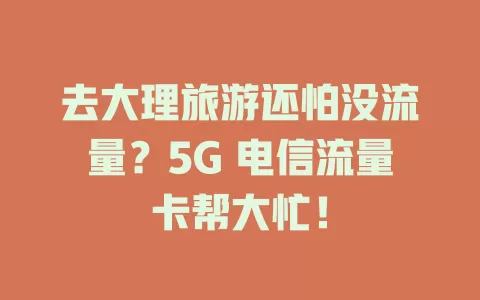 去大理旅游还怕没流量？5G 电信流量卡帮大忙！