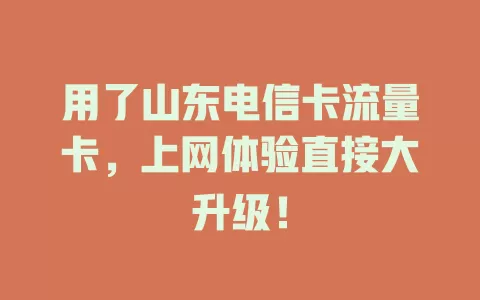 用了山东电信卡流量卡，上网体验直接大升级！