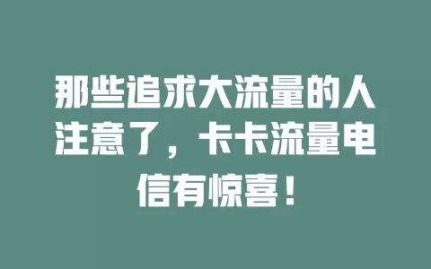 那些追求大流量的人注意了，卡卡流量电信有惊喜！