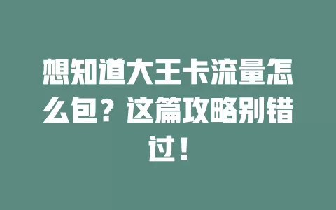 想知道大王卡流量怎么包？这篇攻略别错过！