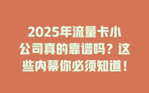 2025年流量卡小公司真的靠谱吗？这些内幕你必须知道！
