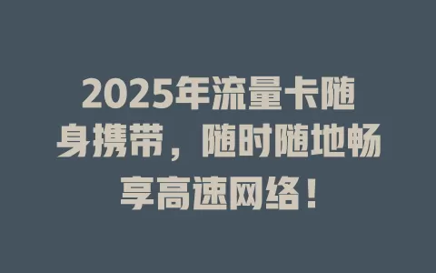 2025年流量卡随身携带，随时随地畅享高速网络！