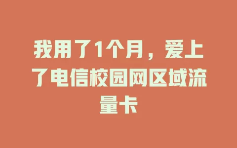 我用了1个月,爱上了电信校园网区域流量卡