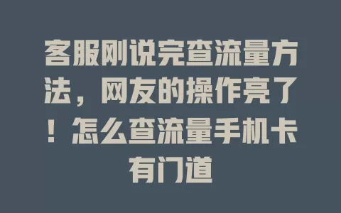 客服刚说完查流量方法，网友的操作亮了！怎么查流量手机卡有门道