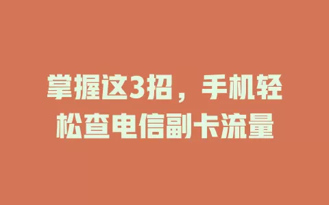 掌握这3招，手机轻松查电信副卡流量