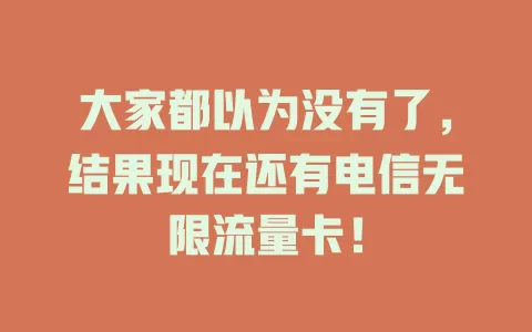 大家都以为没有了，结果现在还有电信无限流量卡！