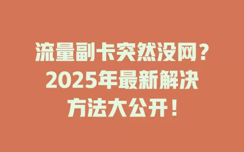 流量副卡突然没网？2025年最新解决方法大公开！