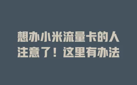 想办小米流量卡的人注意了！这里有办法