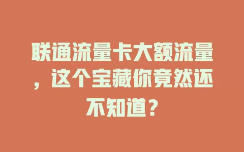 联通流量卡大额流量，这个宝藏你竟然还不知道？