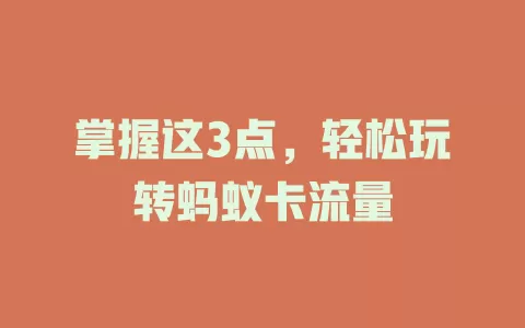 掌握这3点，轻松玩转蚂蚁卡流量