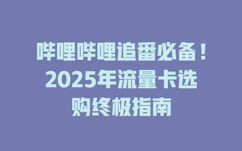 哔哩哔哩追番必备！2025年流量卡选购终极指南