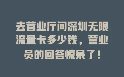去营业厅问深圳无限流量卡多少钱，营业员的回答惊呆了！