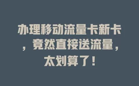 办理移动流量卡新卡，竟然直接送流量，太划算了！