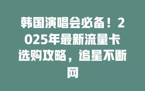 韩国演唱会必备！2025年最新流量卡选购攻略，追星不断网