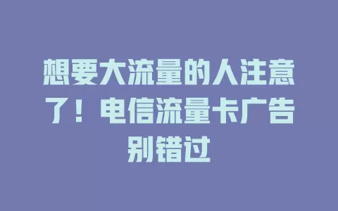 想要大流量的人注意了！电信流量卡广告别错过