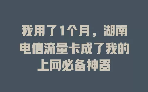 我用了1个月，湖南电信流量卡成了我的上网必备神器