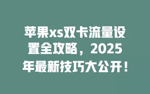 苹果xs双卡流量设置全攻略，2025年最新技巧大公开！