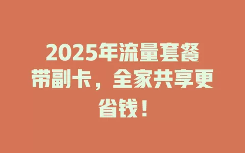 2025年流量套餐带副卡，全家共享更省钱！