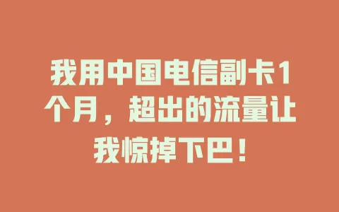 我用中国电信副卡1个月，超出的流量让我惊掉下巴！