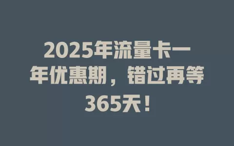 2025年流量卡一年优惠期，错过再等365天！