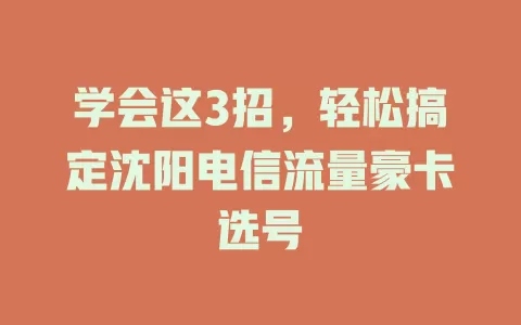 学会这3招，轻松搞定沈阳电信流量豪卡选号