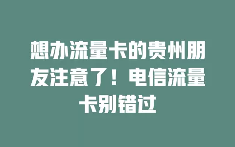 想办流量卡的贵州朋友注意了！电信流量卡别错过