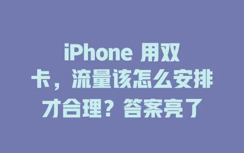 iPhone 用双卡，流量该怎么安排才合理？答案亮了