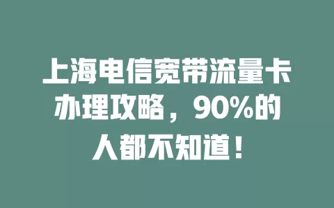 上海电信宽带流量卡办理攻略，90%的人都不知道！