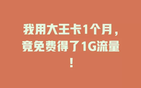 我用大王卡1个月，竟免费得了1G流量！