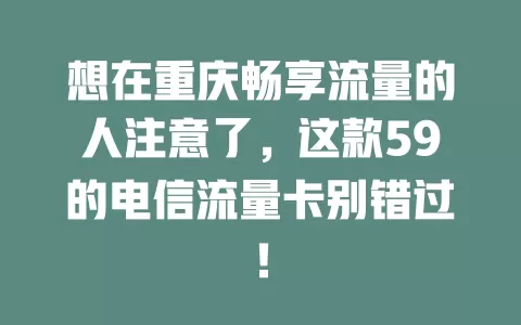 想在重庆畅享流量的人注意了,这款59的电信流量卡别错过!