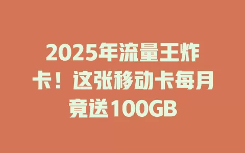 2025年流量王炸卡！这张移动卡每月竟送100GB