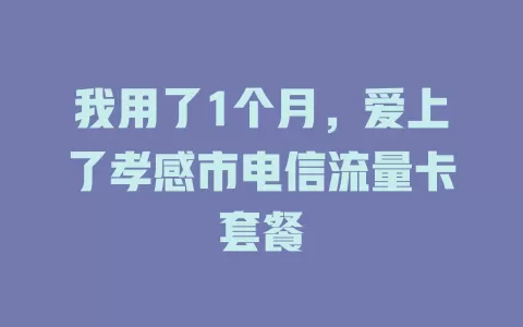 我用了1个月，爱上了孝感市电信流量卡套餐
