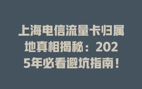 上海电信流量卡归属地真相揭秘：2025年必看避坑指南！