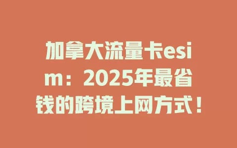 加拿大流量卡esim：2025年最省钱的跨境上网方式！