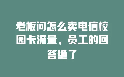 老板问怎么卖电信校园卡流量，员工的回答绝了