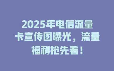2025年电信流量卡宣传图曝光，流量福利抢先看！