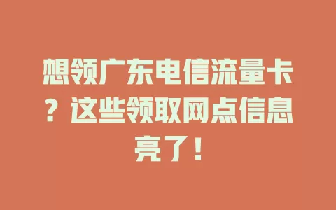 想领广东电信流量卡？这些领取网点信息亮了！