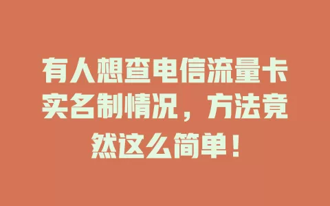 有人想查电信流量卡实名制情况，方法竟然这么简单！