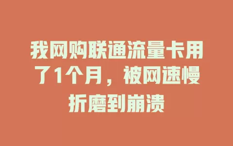 我网购联通流量卡用了1个月，被网速慢折磨到崩溃