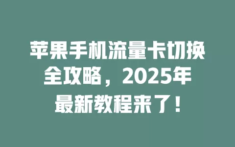 苹果手机流量卡切换全攻略，2025年最新教程来了！