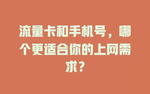 流量卡和手机号，哪个更适合你的上网需求？